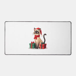 Siamesische Katze Xmas Feiertag Santa Siamesische Schreibtischunterlage
