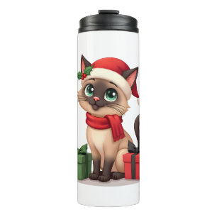 Siamesische Katze Xmas Feiertag Santa Siamesische Thermosbecher