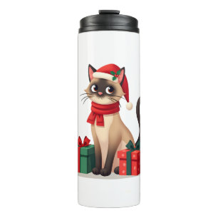 Siamesische Katze Xmas Feiertag Santa Siamesische Thermosbecher
