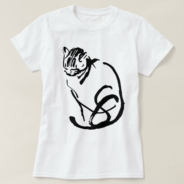 Siamesische Katzen-Bürste, die Entwurf zeichnet T-Shirt (Design vorne)