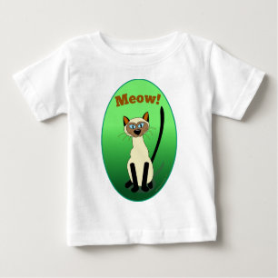 Siamesische Katzen-(grünes) Säuglings-Shirt Baby T-shirt