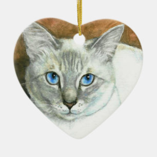 Siamesische Katzen-Herz-Weihnachtsverzierung Keramikornament