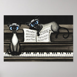 Siamesische Katzen-Klavier-Musik-Plakat Poster