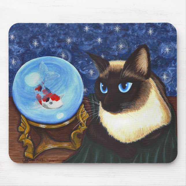 Siamesische Katzen-Kristallball Koi Mousepad (Vorne)