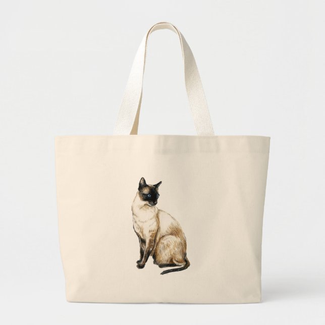 "Siamesische Katzen-" Kunst-Tasche Jumbo Stoffbeutel (Vorne)