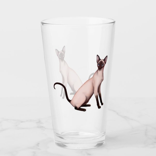 Siamesische Katzen-Kunst-Trommel-Trinkglas Glas (Vorderseite)