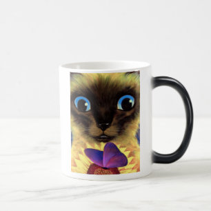 Siamesische Katzen-Malerei mit dem Schmetterling - Verwandlungstasse