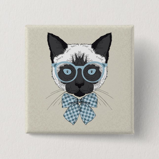 Siamesische Katzen-Mode Smart Button (Vorderseite)