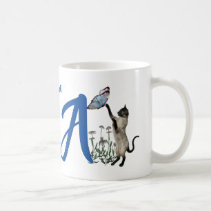 Siamesische Katzen-Monogramm-Initiale A Personalis Kaffeetasse