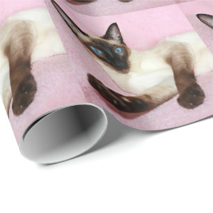 Siamesische Katzen-Rosa-Hintergrund Geschenkpapier