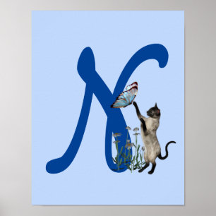 Siamesische Katzen Schmetterling Süße Monogramm An Poster
