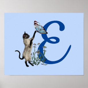 Siamesische Katzen Schmetterling Süße Monogramm In Poster