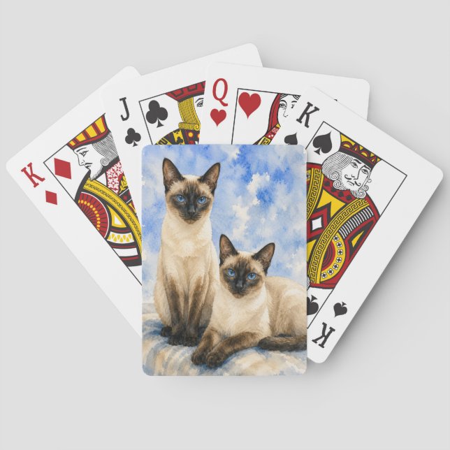 Siamesische Katzen-Wasserfarbe-Spielkarten Spielkarten (Rückseite)