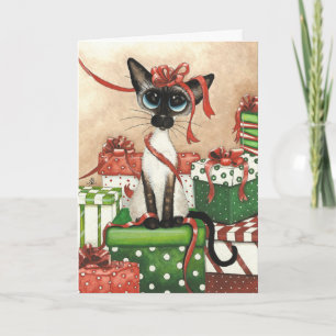 Siamesische Katzen-Weihnachtsgeschenk-Grußkarte vo Karte