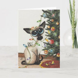 Siamesische Katzen-Weihnachtslichter durch AmyLyn Feiertagskarte