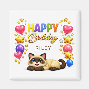 Siamesische Katzenballons und Sterne Alles Gute zu Magnet