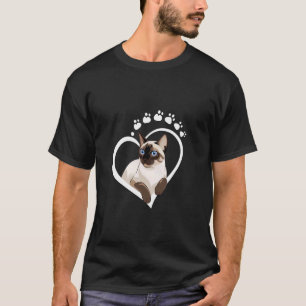 Siamesische Katzenherz Pfotenabdrücke Haustierlieb T-Shirt