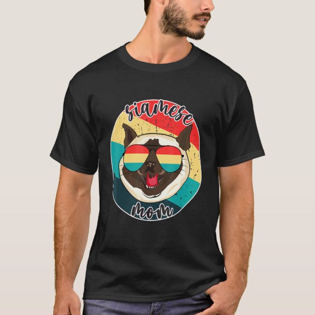 Siamesische Katzenmutter Retro Vintage T-Shirt (Vorderseite)
