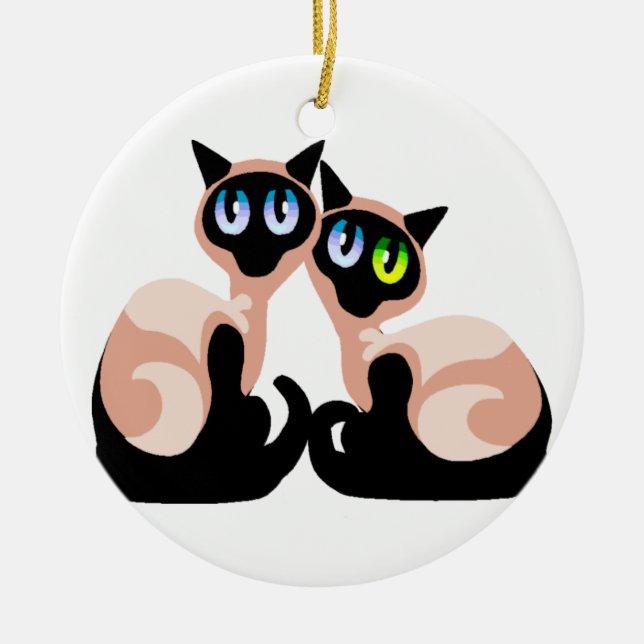 Siamesische Liebe Keramik Ornament (Vorne)