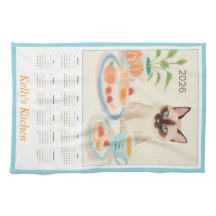 Siamesische Pfoten & Teezeit Küchentuch-Kalender