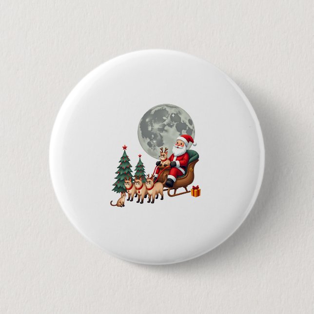 Siamesische-Rentier-Weihnachten Siamesische-Katzen Button (Vorderseite)
