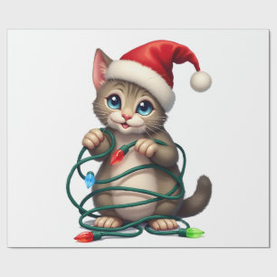 Siamesische Weihnachtskatze V-Ausschnitt (2) Geschenkpapier