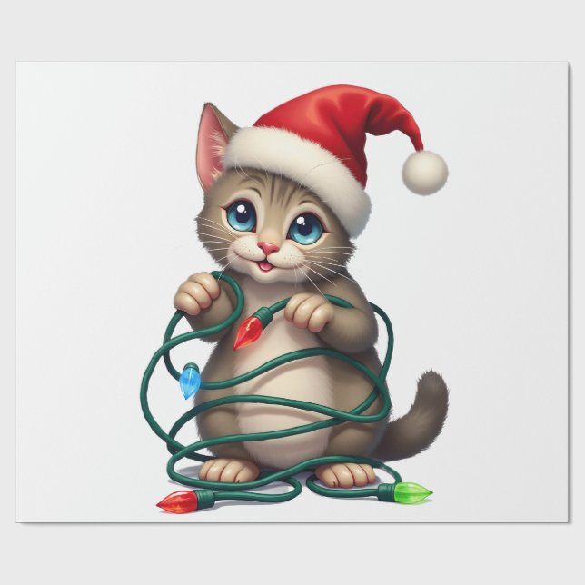 Siamesische Weihnachtskatze V-Ausschnitt (2) Geschenkpapier (Flach)