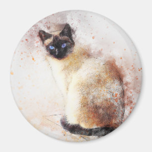Siamesischer abstrakter Watercolor Magnet