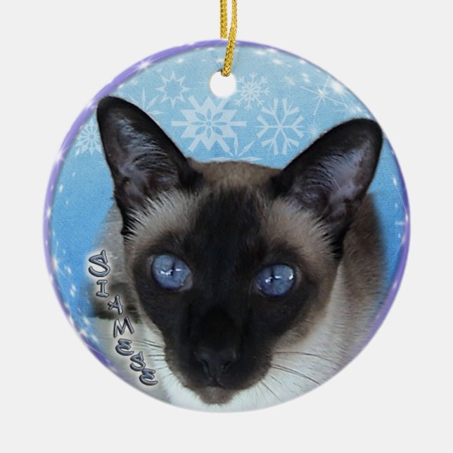 SIAMESISCHER CAT - AUFFALLENDE BLAUE AUGEN KERAMIKORNAMENT (Vorne)