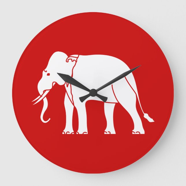 Siamesischer Elefant Große Wanduhr (Vorderseite)