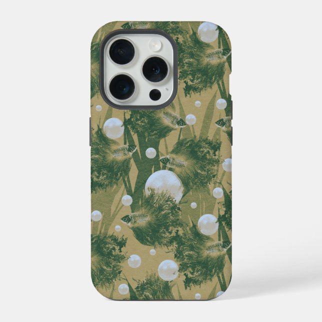 Siamesischer Kampffisch grün  iPhone Hülle (Rückseite)