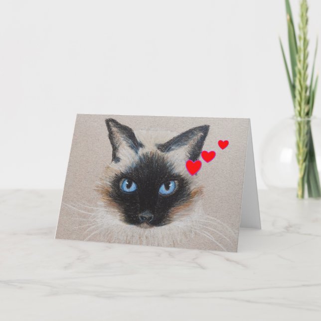 Siamesischer Valentinsgruß Feiertagskarte (Vorderseite)