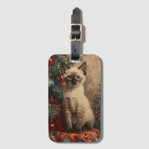 Siamesisches Kätzchen Weihnachten Vintage Katze Gepäckanhänger