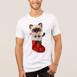 Siamesisches Katze in Weihnachtsstrumpf mit Lichte Tri-Blend Shirt
