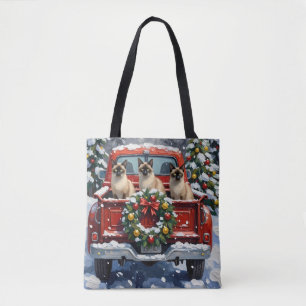 Siamesisches Katzen-Weihnachten Rotes Lastwagen-Fe