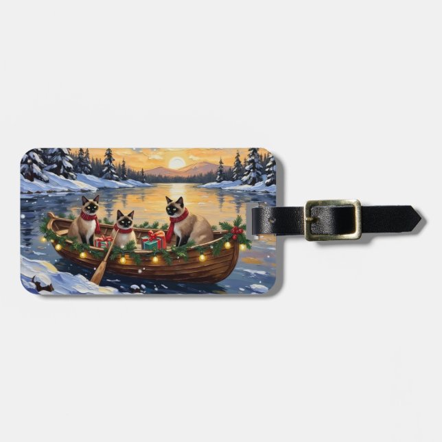 Siamesisches Katzen-Weihnachtsboot-Fest Gepäckanhänger (Vorderseite horizontal)