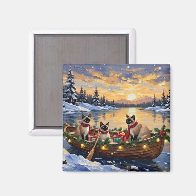 Siamesisches Katzen-Weihnachtsboot-Fest Magnet (Vorderseite/Rückseite)
