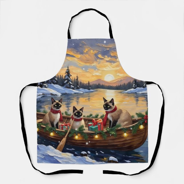 Siamesisches Katzen-Weihnachtsboot-Fest Schürze (Vorderseite)
