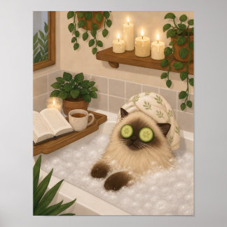 Siamesisches Katzenbad Selbstfürsorge Kunst Druck Poster