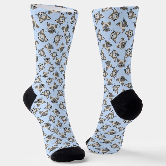 Siamesisches Mit Augen Cat Faces Graphic Art Muste Socken (Gewinkelt)