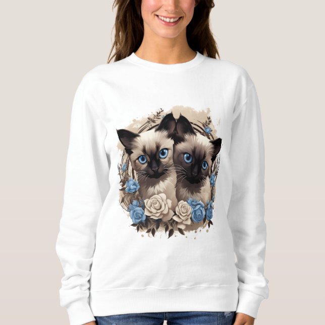 Siamische Kätzchen Sweatshirt für Katzen Liebhaber (Vorderseite)