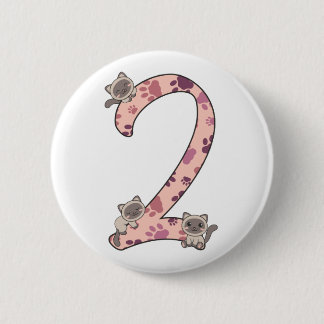 Siamische Katze am zweiten Geburtstag für Kinder K Button