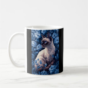 Siamische Katze in Blumen Kaffeetasse