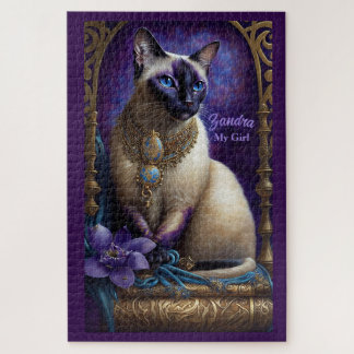 Siamische Katzenmalerei, Juwelen und Blume Puzzle