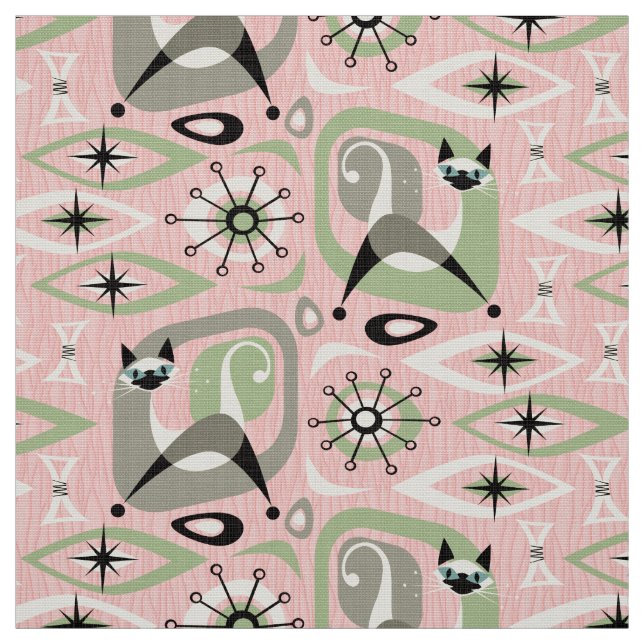 Siamkatze Abstrakt in Rosa Stoff (Muster)
