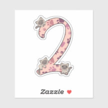 Siamkatze am zweiten Geburtstag für Kinder Aufkleb