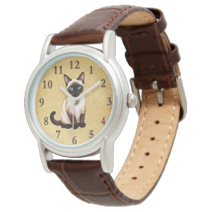 Siamkatze auf altem Papier Armbanduhr