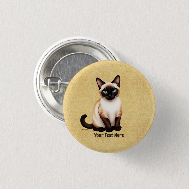 Siamkatze auf altem Papier Button (Vorne & Hinten)