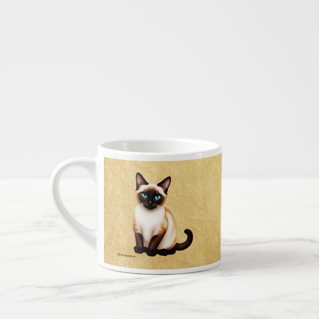 Siamkatze auf altem Papier Espressotasse (Links)
