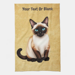 Siamkatze auf altem Papier Geschirrtuch